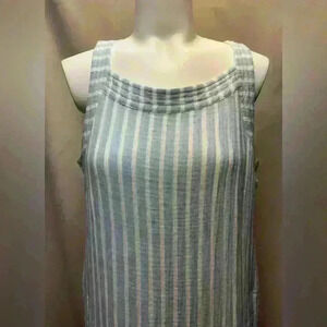 FOR CYNTHIA Women's Striped Linen Blend
Sleeveless Shift Dress Sz Medium